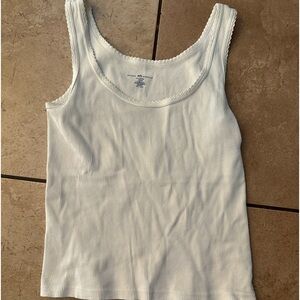 Brandy Melville White coquette tank top with lace trim